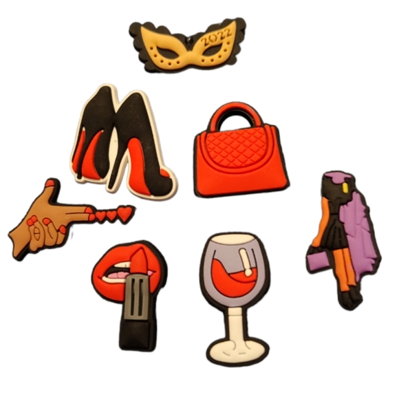 Crocs Shoe Charms Jibbitz  7 Piece Assorted Fashion and Make-up - Picture 1 of 9